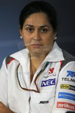 World © Octane Photographic Ltd. Friday 19th September 2014, Singapore Grand Prix, Marina Bay. - Formula 1 Team Personnel Press Conference - Sauber F1 Team - Monisha Kaltenborn. Digital Ref:
