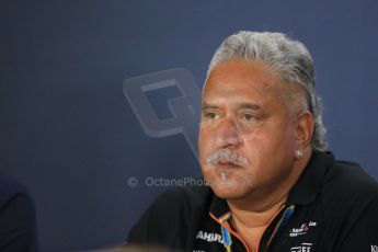 World © Octane Photographic Ltd. Friday 19th September 2014, Singapore Grand Prix, Marina Bay. - Formula 1 Team Personnel Press Conference - Vijay Mallya - Sahara Force India. Digital Ref:
