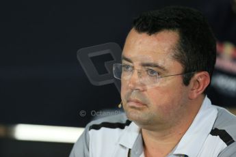 World © Octane Photographic Ltd. Friday 19th September 2014, Singapore Grand Prix, Marina Bay. - Formula 1 Team Personnel Press Conference - McLaren Mercedes - Eric Boullier. Digital Ref: