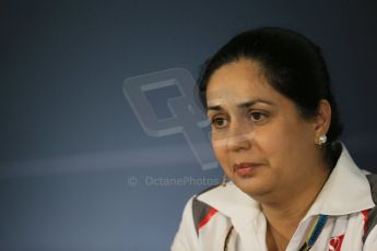World © Octane Photographic Ltd. Friday 19th September 2014, Singapore Grand Prix, Marina Bay. - Formula 1 Team Personnel Press Conference - Sauber F1 Team - Monisha Kaltenborn. Digital Ref: