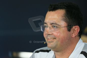 World © Octane Photographic Ltd. Friday 19th September 2014, Singapore Grand Prix, Marina Bay. - Formula 1 Team Personnel Press Conference - McLaren Mercedes - Eric Boullier. Digital Ref: