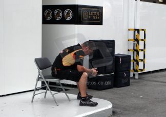World © Octane Photographic Ltd. Saturday 20th September 2014, Singapore Grand Prix, Marina Bay. Formula 1 Paddock. Lotus F1 Team. Digital Ref: 1122CB1D8180