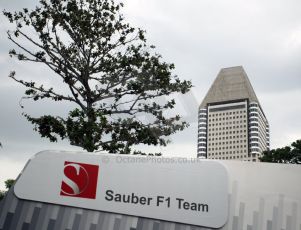 World © Octane Photographic Ltd. Saturday 20th September 2014, Singapore Grand Prix, Marina Bay. Formula 1 Paddock. Sauber F! Team. Digital Ref: 1122CB1D8187