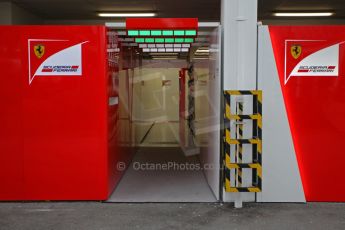 World © Octane Photographic Ltd. Saturday 20th September 2014, Singapore Grand Prix, Marina Bay. Formula 1 Paddock. Scuderia Ferrari garage entrance. Digital Ref: 1122CB1D8197