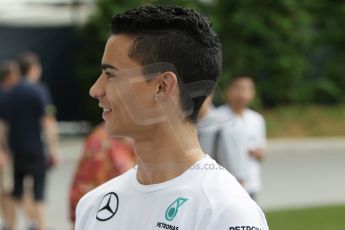 World © Octane Photographic Ltd. Saturday 20th September 2014, Singapore Grand Prix, Marina Bay. - Formula 1 Paddock. Mercedes AMG Petronas Reserve Driver – Pascal Wehrlein. Digital Ref: 1122CB1D8211