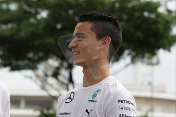 World © Octane Photographic Ltd. Saturday 20th September 2014, Singapore Grand Prix, Marina Bay. - Formula 1 Paddock. Mercedes AMG Petronas Reserve Driver – Pascal Wehrlein. Digital Ref: 1122CB1D8217