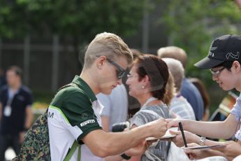 World © Octane Photographic Ltd. Saturday 20th September 2014, Singapore Grand Prix, Marina Bay. - Formula 1 Paddock. Caterham F1 Team CT05 – Marcus Ericsson. Digital Ref:  1122CB1D8243