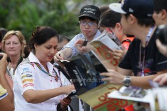 World © Octane Photographic Ltd. Saturday 20th September 2014, Singapore Grand Prix, Marina Bay. - Formula 1 Paddock. Sauber F1 team – Monisha Kaltenborn. Digital Ref: 1122CB1D8414