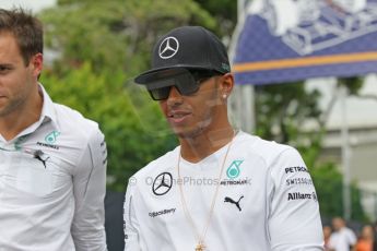 World © Octane Photographic Ltd. Saturday 20th September 2014, Singapore Grand Prix, Marina Bay. - Formula 1 Paddock. Mercedes AMG Petronas F1 W05 – Lewis Hamilton. Digital Ref: 1122CB1D8525