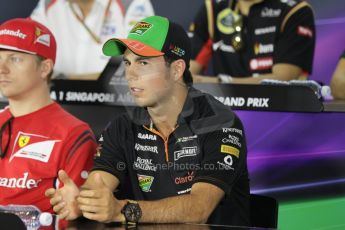 World © Octane Photographic Ltd. Thursday 18th September 2014, Singapore Grand Prix, Marina Bay. - Formula 1 Driver’s conference. Sahara Force India VJM07 – Sergio Perez. Digital Ref: 1117CB1D6887