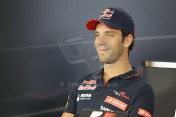 World © Octane Photographic Ltd. Thursday 18th September 2014, Singapore Grand Prix, Marina Bay. - Formula 1 Driver’s conference. Scuderia Toro Rosso STR9 - Jean-Eric Vergne. Digital Ref: 1117CB1D6918