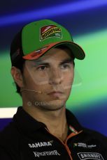 World © Octane Photographic Ltd. Thursday 18th September 2014, Singapore Grand Prix, Marina Bay. - Formula 1 Driver’s conference. Sahara Force India VJM07 – Sergio Perez. Digital Ref: 1117LB1D8937