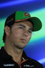 World © Octane Photographic Ltd. Thursday 18th September 2014, Singapore Grand Prix, Marina Bay. - Formula 1 Driver’s conference. Sahara Force India VJM07 – Sergio Perez. Digital Ref: 1117LB1D8989
