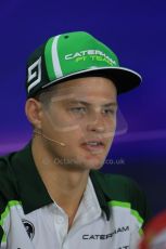 World © Octane Photographic Ltd. Thursday 18th September 2014, Singapore Grand Prix, Marina Bay. - Formula 1 Driver’s conference. Caterham F1 Team CT05 – Marcus Ericsson. Digital Ref: 1117LB1D9017