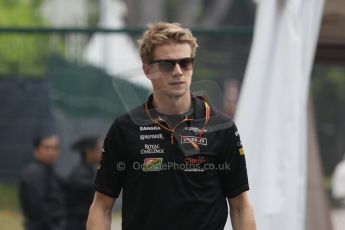 World © Octane Photographic Ltd. Thursday 18th September 2014, Singapore Grand Prix, Marina Bay. - Formula 1 Paddock. Sahara Force India - Nico Hulkenberg. Digital Ref: 1116CB1D6721
