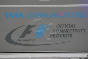 World © Octane Photographic Ltd. Thursday 18th September 2014, Singapore Grand Prix, Marina Bay. - Formula 1 Paddock. F1 Communications - Tata logo. Digital Ref: 1116CB1D6761