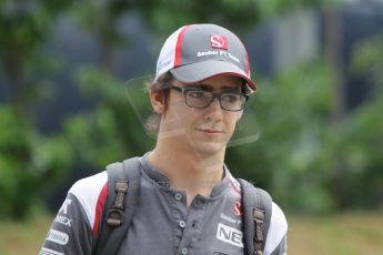 World © Octane Photographic Ltd. Thursday 18th September 2014, Singapore Grand Prix, Marina Bay. - Formula 1 Paddock. Sauber F1 Team - Esteban Gutierrez. Digital Ref: 1116CB1D6768