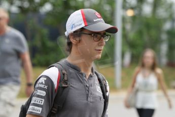 World © Octane Photographic Ltd. Thursday 18th September 2014, Singapore Grand Prix, Marina Bay. - Formula 1 Paddock. Sauber F1 Team - Esteban Gutierrez. Digital Ref: 1116CB1D6773
