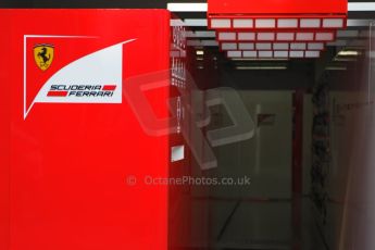 World © Octane Photographic Ltd. Wednesday 17th September 2014, Singapore Grand Prix, Marina Bay. Formula 1 Setup and atmosphere. Scuderia Ferrari garage entrance. Digital Ref: 1115CB1D6389