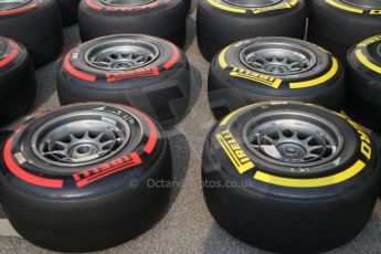 World © Octane Photographic Ltd. Wednesday 17th September 2014, Singapore Grand Prix, Marina Bay. Formula 1 Setup and atmosphere. Williams Martini Racing wheels with Pirelli tyre options. Digital Ref: 1115CB1D6405