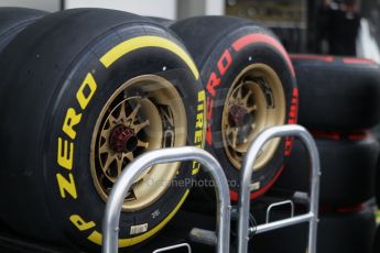 World © Octane Photographic Ltd. Wednesday 17th September 2014, Singapore Grand Prix, Marina Bay. Formula 1 Setup and atmosphere. Lotus F1 team wheels with Pirelli tyre choices. Digital Ref: 1115CB1D6452