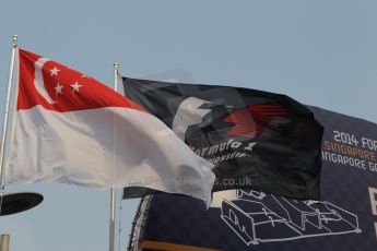 World © Octane Photographic Ltd. Wednesday 17th September 2014, Singapore Grand Prix, Marina Bay. Formula 1 Setup and atmosphere. Singapore and F1 flags. Digital Ref: 1115CB1D6537