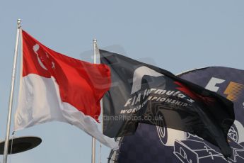 World © Octane Photographic Ltd. Wednesday 17th September 2014, Singapore Grand Prix, Marina Bay. Formula 1 Setup and atmosphere. Singapore and F1 flags. Digital Ref: 1115CB1D6544