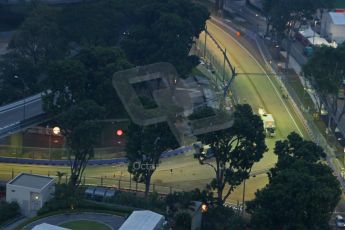World © Octane Photographic Ltd. Wednesday 17th September 2014, Singapore Grand Prix, Marina Bay. Formula 1 Setup and atmosphere. Turn 5 under lights and 1st DRS activation zone. Digital Ref: 1115CB6648
