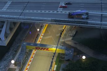 World © Octane Photographic Ltd. Wednesday 17th September 2014, Singapore Grand Prix, Marina Bay. Formula 1 Setup and atmosphere. The straight between turn 21 and 22 (where a DRS detection zone is). Digital Ref: 1115CB6653