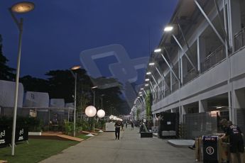 World © Octane Photographic Ltd. Wednesday 17th September 2014, Singapore Grand Prix, Marina Bay. Formula 1 Setup and atmosphere. The paddock at night. Digital Ref: 1115CB6710