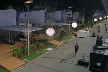 World © Octane Photographic Ltd. Wednesday 17th September 2014, Singapore Grand Prix, Marina Bay. Formula 1 Setup and atmosphere. The paddock at night. Digital Ref: 1115CB6712