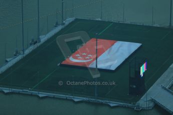 World © Octane Photographic Ltd. Wednesday 17th September 2014, Singapore Grand Prix, Marina Bay. Formula 1 Setup and atmosphere. Huge inflatable flag between turns 17 and 18. Digital Ref: 1115LB1D8805