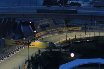 World © Octane Photographic Ltd. Wednesday 17th September 2014, Singapore Grand Prix, Marina Bay. Formula 1 Setup and atmosphere. Final corner (turn 23) under lights. Digital Ref: 1115LB1D8854