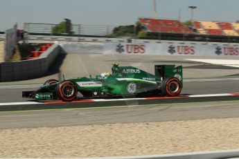 World © Octane Photographic Ltd. Friday 9th May 2014. Circuit de Catalunya - Spain - Formula 1 Practice 1 pitlane. Caterham F1 Team CT05 – Marcus Ericsson. Digital Ref: