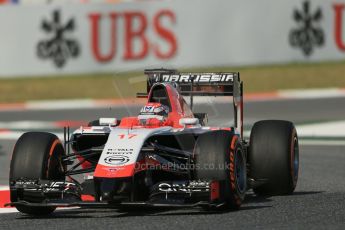 World © Octane Photographic Ltd. Friday 9th May 2014. Circuit de Catalunya - Spain - Formula 1 Practice 1 pitlane. Marussia F1 Team MR03 - Jules Bianchi. Digital Ref: