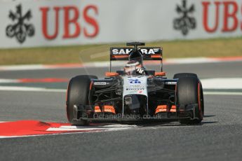 World © Octane Photographic Ltd. Friday 9th May 2014. Circuit de Catalunya - Spain - Formula 1 Practice 1 pitlane. Sahara Force India VJM07 – Nico Hulkenburg. Digital Ref :