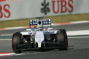 World © Octane Photographic Ltd. Friday 9th May 2014. Circuit de Catalunya - Spain - Formula 1 Practice 1 pitlane. Williams Martini Racing FW36 – Felipe Massa. Digital Ref: