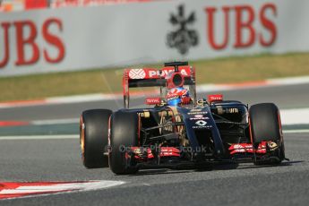 World © Octane Photographic Ltd. Friday 9th May 2014. Circuit de Catalunya - Spain - Formula 1 Practice 1 pitlane. Lotus F1 Team E22 - Romain Grosjean. Digital Ref: