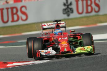 World © Octane Photographic Ltd. Friday 9th May 2014. Circuit de Catalunya - Spain - Formula 1 Practice 1 pitlane. Scuderia Ferrari F14T - Fernando Alonso. Digital Ref: