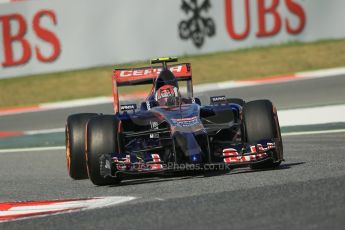 World © Octane Photographic Ltd. Friday 9th May 2014. Circuit de Catalunya - Spain - Formula 1 Practice 1 pitlane. Scuderia Toro Rosso STR 9 – Daniil Kvyat. Digital Ref: