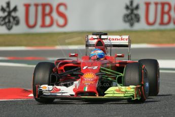 World © Octane Photographic Ltd. Friday 9th May 2014. Circuit de Catalunya - Spain - Formula 1 Practice 1 pitlane. Scuderia Ferrari F14T - Fernando Alonso. Digital Ref: