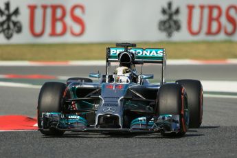 World © Octane Photographic Ltd. Friday 9th May 2014. Circuit de Catalunya - Spain - Formula 1 Practice 1 pitlane. Mercedes AMG Petronas F1 W05 Hybrid – Lewis Hamilton. Digital Ref: