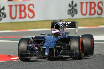 World © Octane Photographic Ltd. Friday 9th May 2014. Circuit de Catalunya - Spain - Formula 1 Practice 1 pitlane. McLaren Mercedes MP4/29 - Jenson Button. Digital Ref: