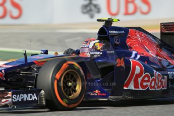 World © Octane Photographic Ltd. Friday 9th May 2014. Circuit de Catalunya - Spain - Formula 1 Practice 1 pitlane. Scuderia Toro Rosso STR 9 – Daniil Kvyat. Digital Ref: