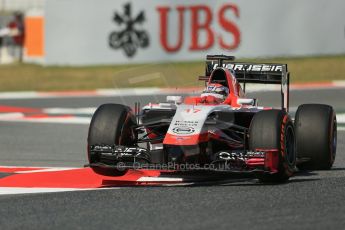 World © Octane Photographic Ltd. Friday 9th May 2014. Circuit de Catalunya - Spain - Formula 1 Practice 1 pitlane. Marussia F1 Team MR03 - Jules Bianchi. Digital Ref: