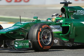 World © Octane Photographic Ltd. Friday 9th May 2014. Circuit de Catalunya - Spain - Formula 1 Practice 1 pitlane. Caterham F1 Team CT05 – Kamui Kobayashi. Digital Ref: