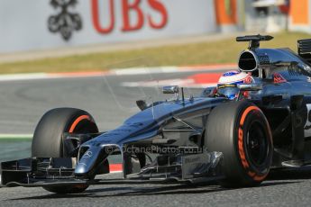 World © Octane Photographic Ltd. Friday 9th May 2014. Circuit de Catalunya - Spain - Formula 1 Practice 1 pitlane. McLaren Mercedes MP4/29 - Jenson Button. Digital Ref: