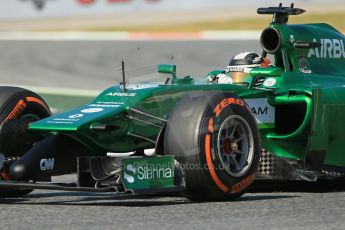 World © Octane Photographic Ltd. Friday 9th May 2014. Circuit de Catalunya - Spain - Formula 1 Practice 1 pitlane. Caterham F1 Team CT05 – Kamui Kobayashi. Digital Ref: