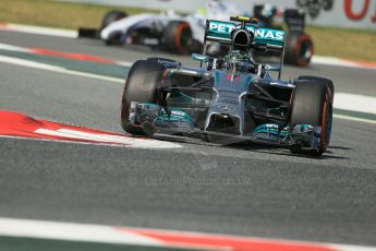 World © Octane Photographic Ltd. Friday 9th May 2014. Circuit de Catalunya - Spain - Formula 1 Practice 1 pitlane. Mercedes AMG Petronas F1 W05 Hybrid - Nico Rosberg. Digital Ref: