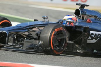 World © Octane Photographic Ltd. Friday 9th May 2014. Circuit de Catalunya - Spain - Formula 1 Practice 1 pitlane. McLaren Mercedes MP4/29 - Jenson Button. Digital Ref: